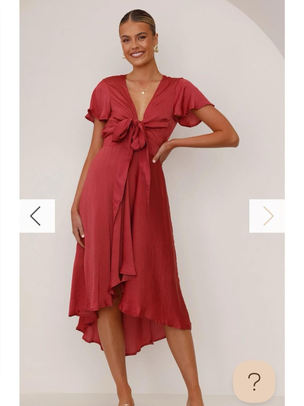 NWT BILLY J size 8 Sunny Daze starry night Tie-Front Midi Dress in Deep Red